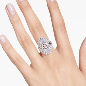 🩶▪️Swarovski ▪️Idyllia ringSet (3), Mixed cuts, Shell, White, Rhodium plated